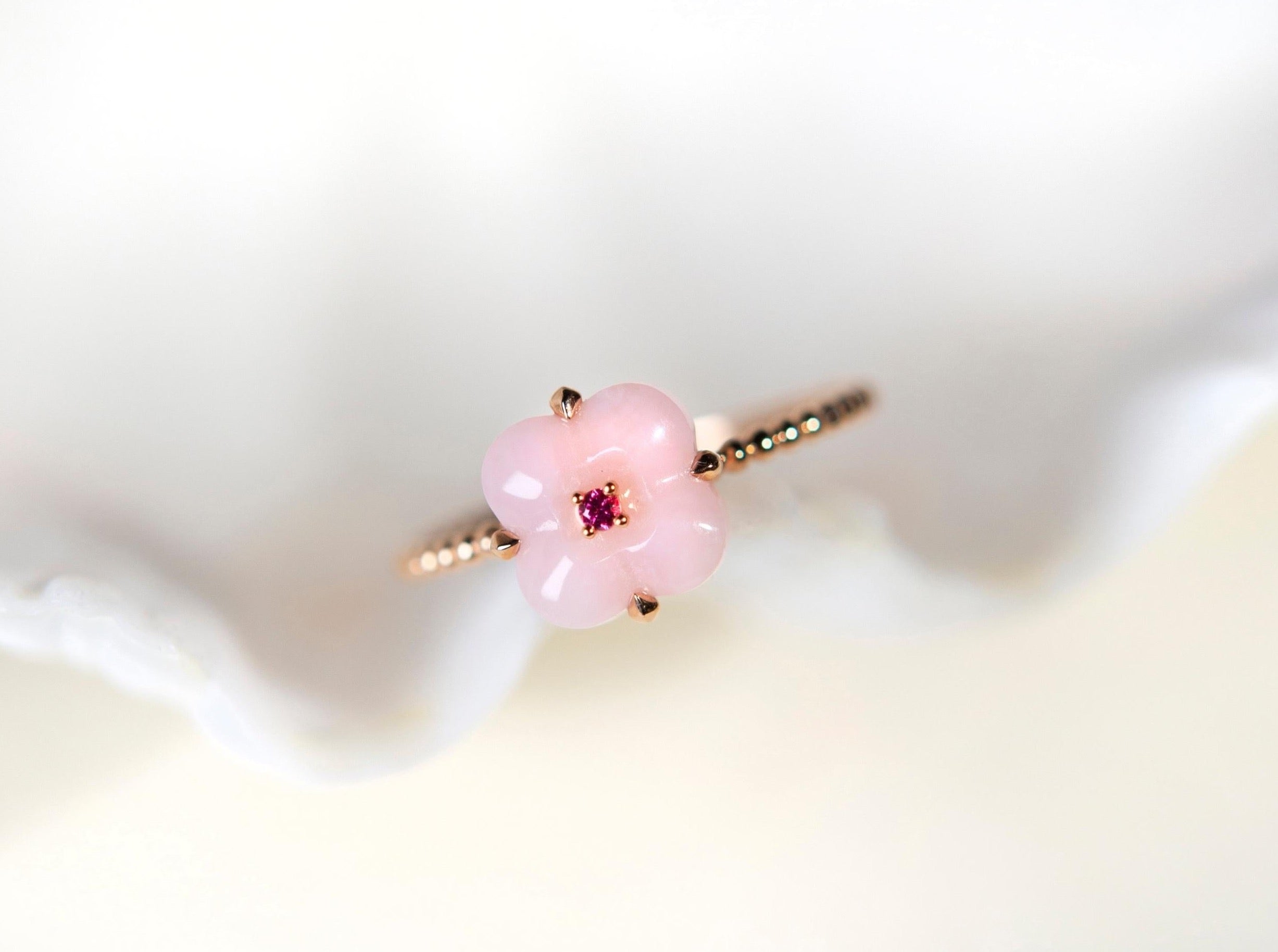 Mini Pink Opal und Pink Spinell Ring