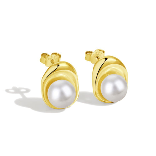 CONTRASTS - Pearl Earrings Gold