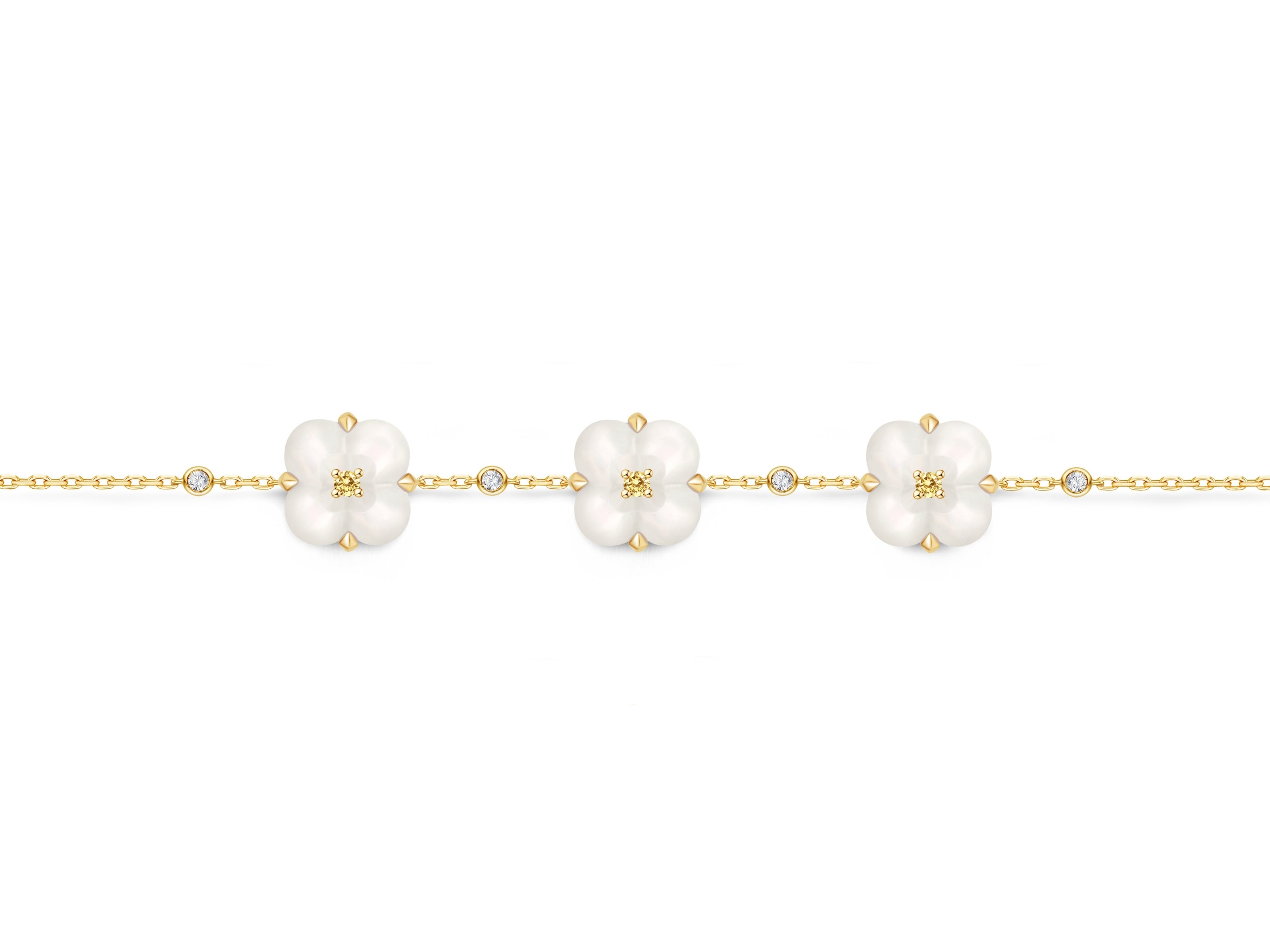 Mini Mother-of-Pearl and Yellow Diamond Bracelet