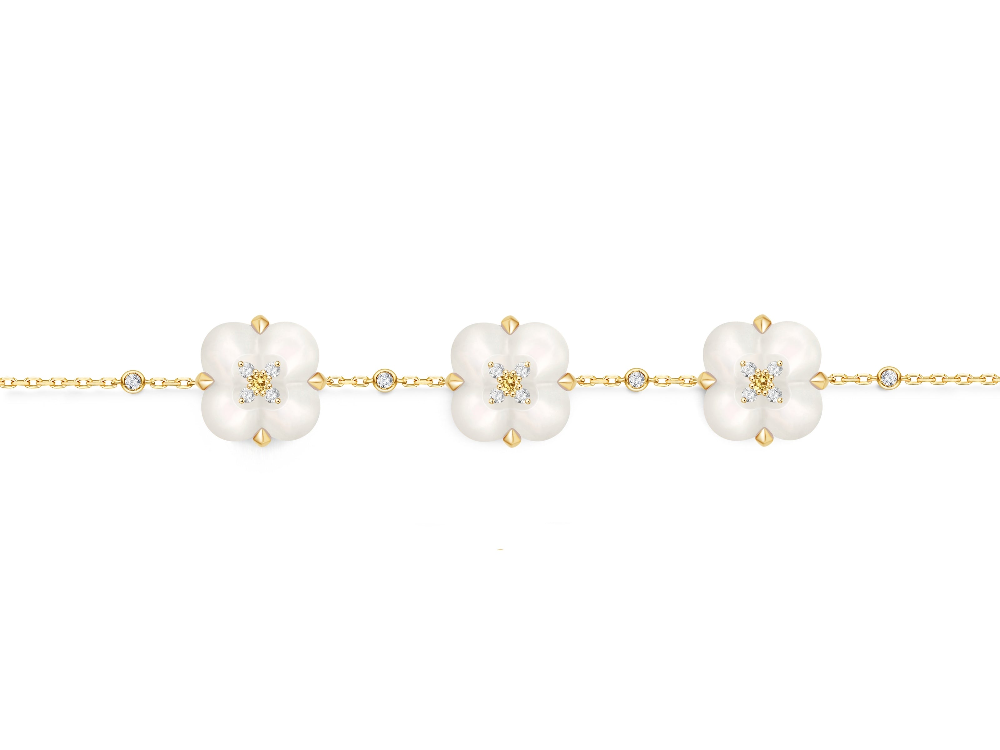 Mother-of-Pearl, Yellow and White Diamond Bracelet