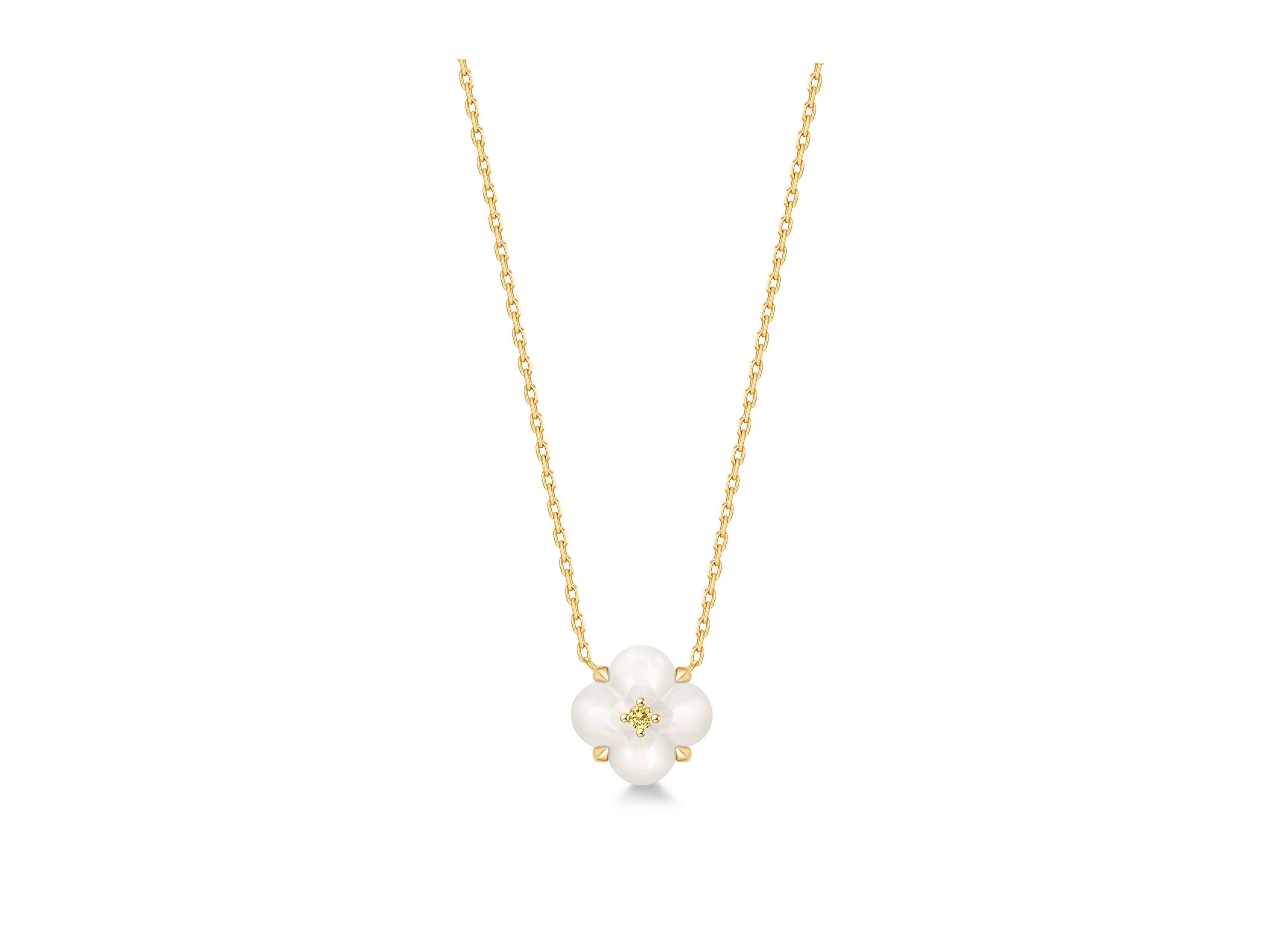 Mini Mother-of-Pearl and Yellow Diamond Necklace