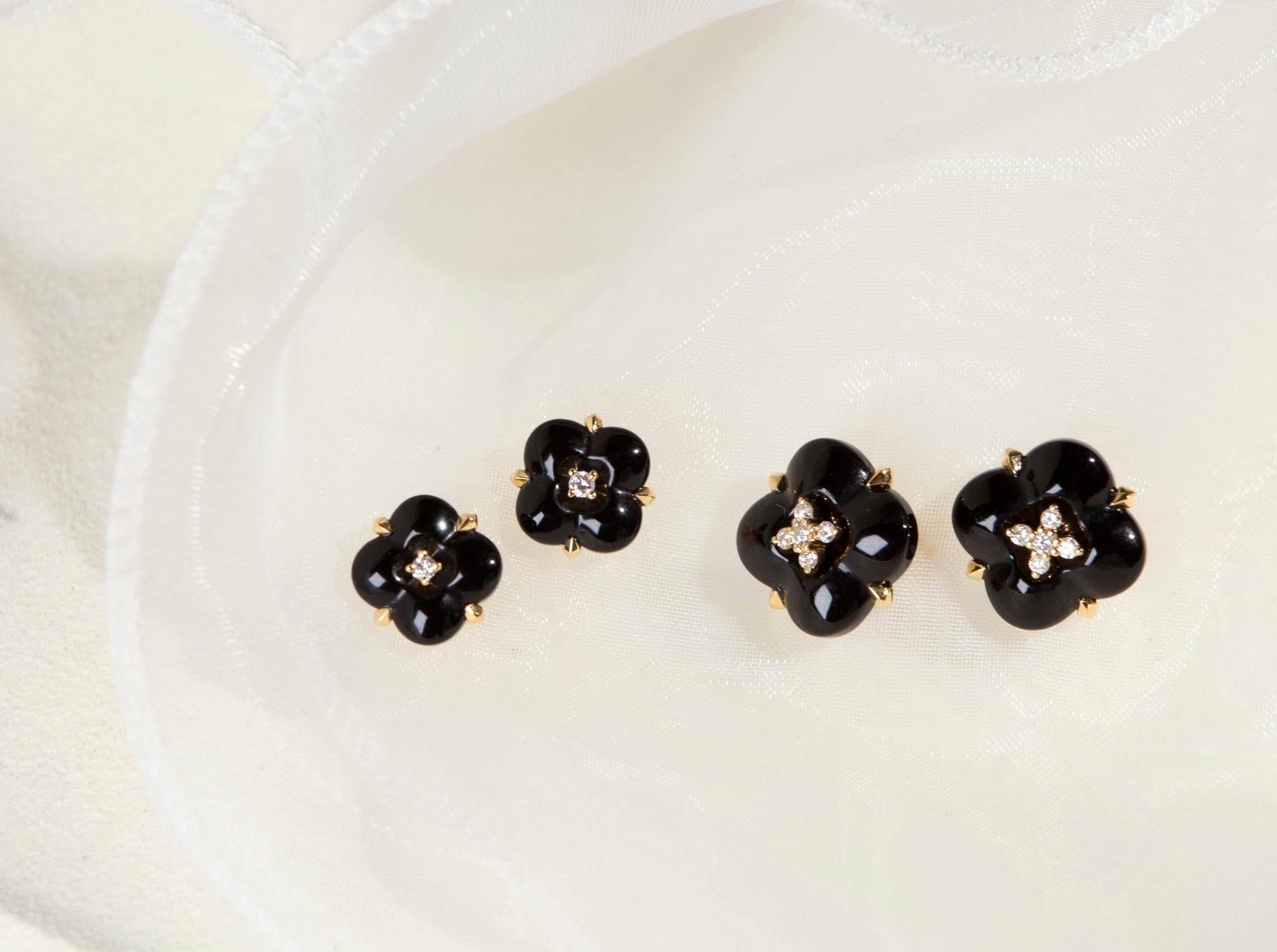 Mini Onyx and Diamond Earrings