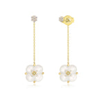 Mother-of-Pearl, Yellow and White Diamonds Earrings