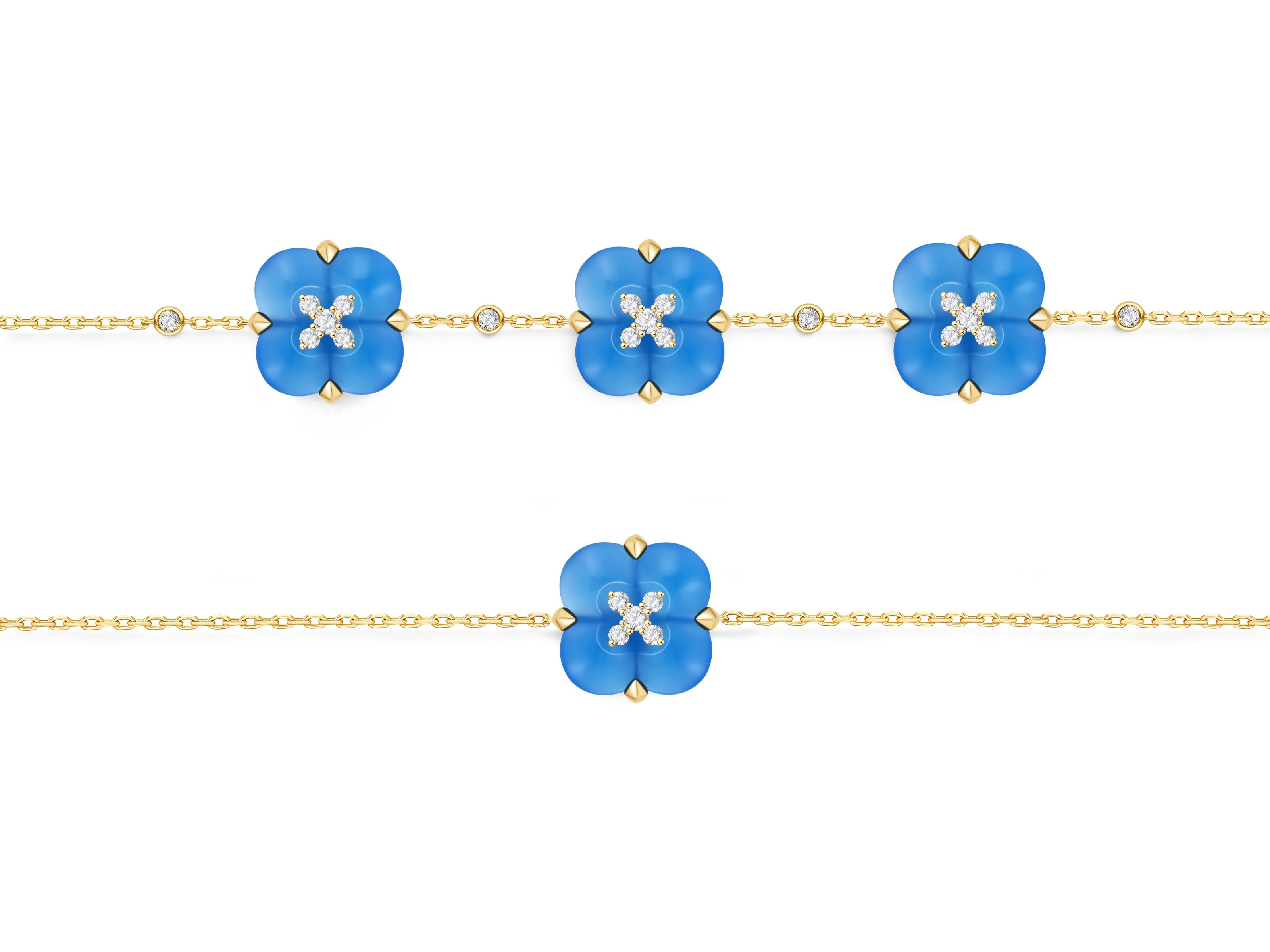 Blue Chalcedony and Diamond Bracelet