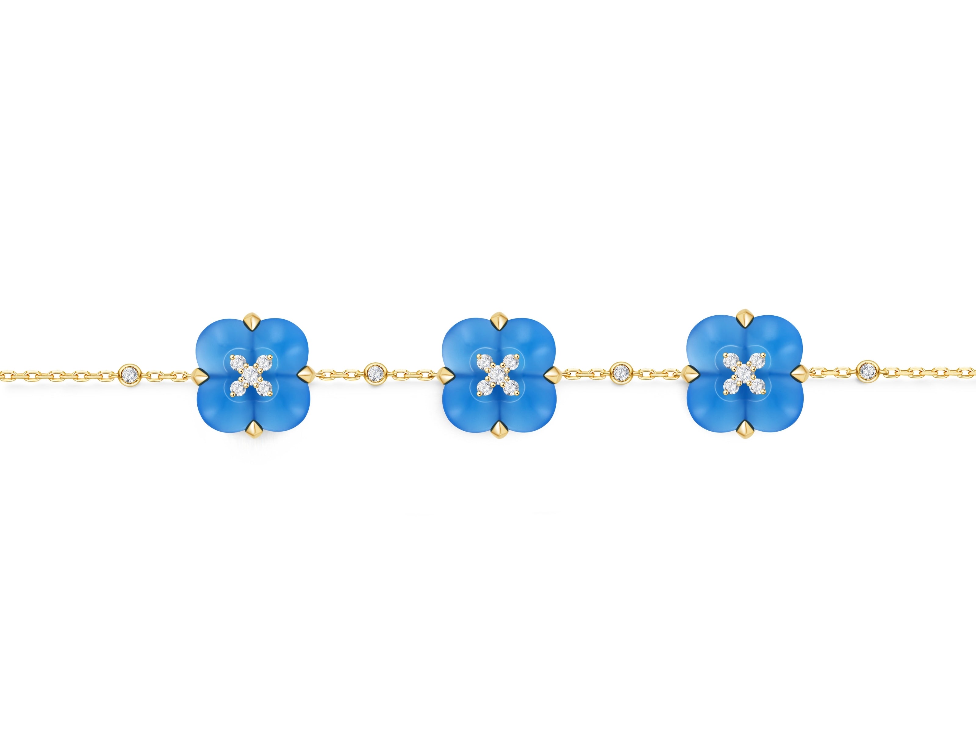 Armband aus blauem Chalzedon und Diamanten