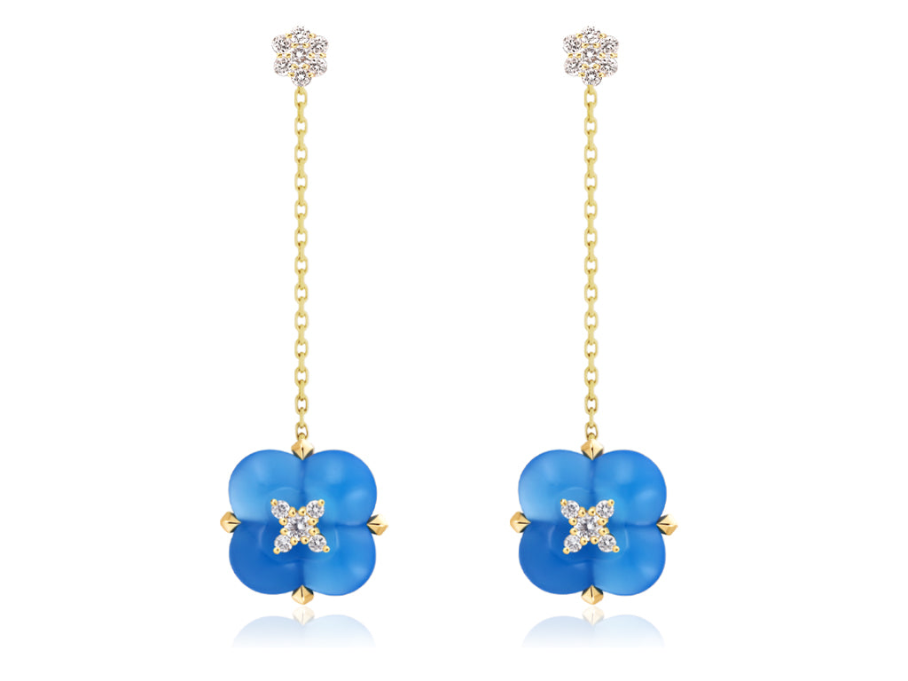 Blue Chalcedony and Diamond Earrings