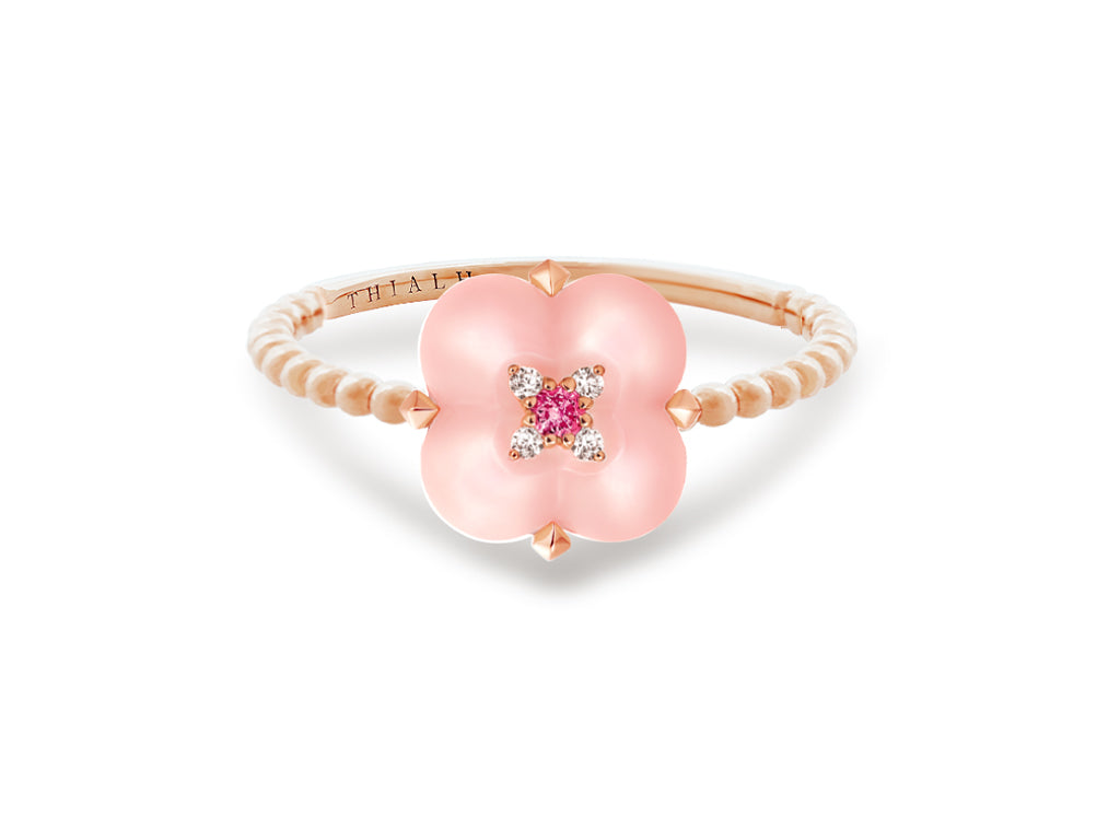 Pink Opal, Pink Spinel and Diamond Ring