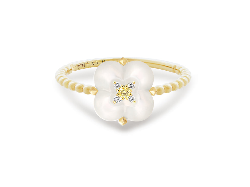 Mother-of-Pearl, Yellow and White Diamond Ring