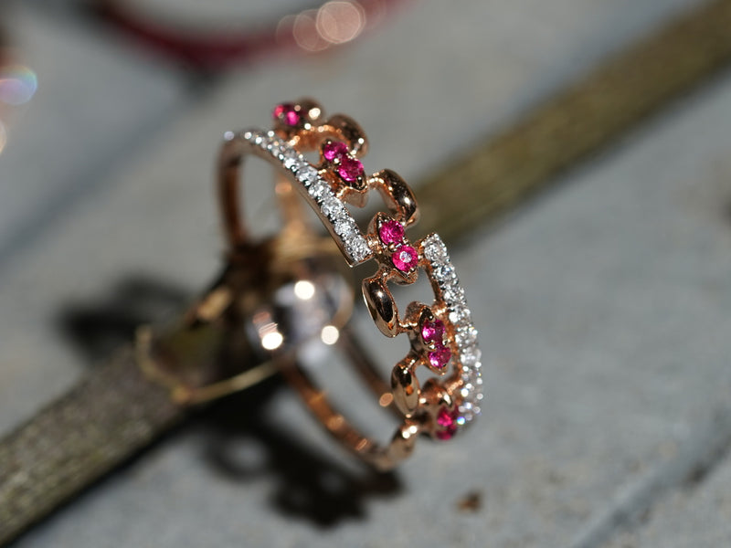 FOR HER -  Ruby, Diamond and Rose Gold Ring
