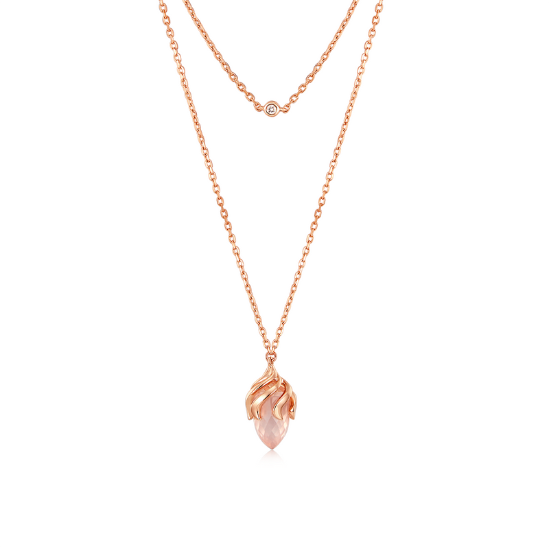 DATURA • Astra - Pink Quartz and Diamond Necklace
