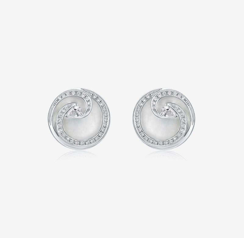 Mother-of-Pearl and White Sapphire Earrings