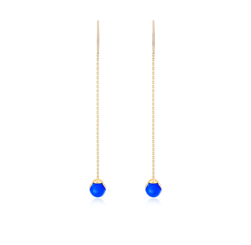 ROBIN - Blue Chalcedony and Gold Earrings