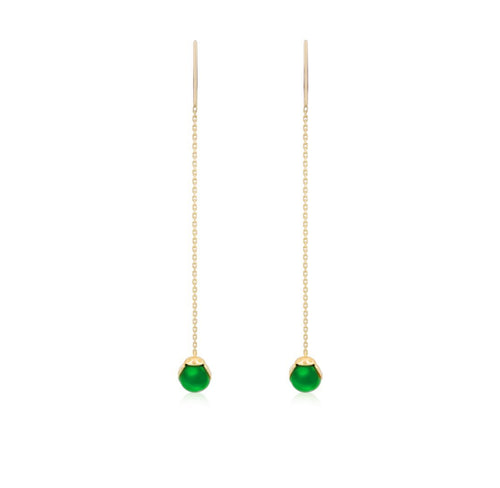 Chrysoprase and Yellow Gold Earrings