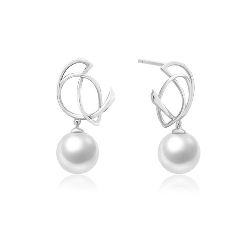Freshwater Pearl and White Gold Earrings