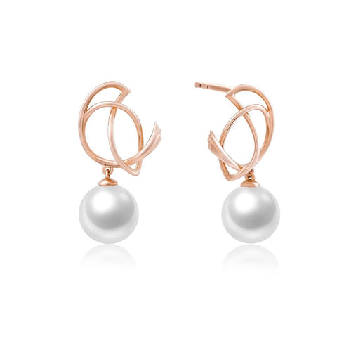 Freshwater Pearl and Rose Gold Earrings