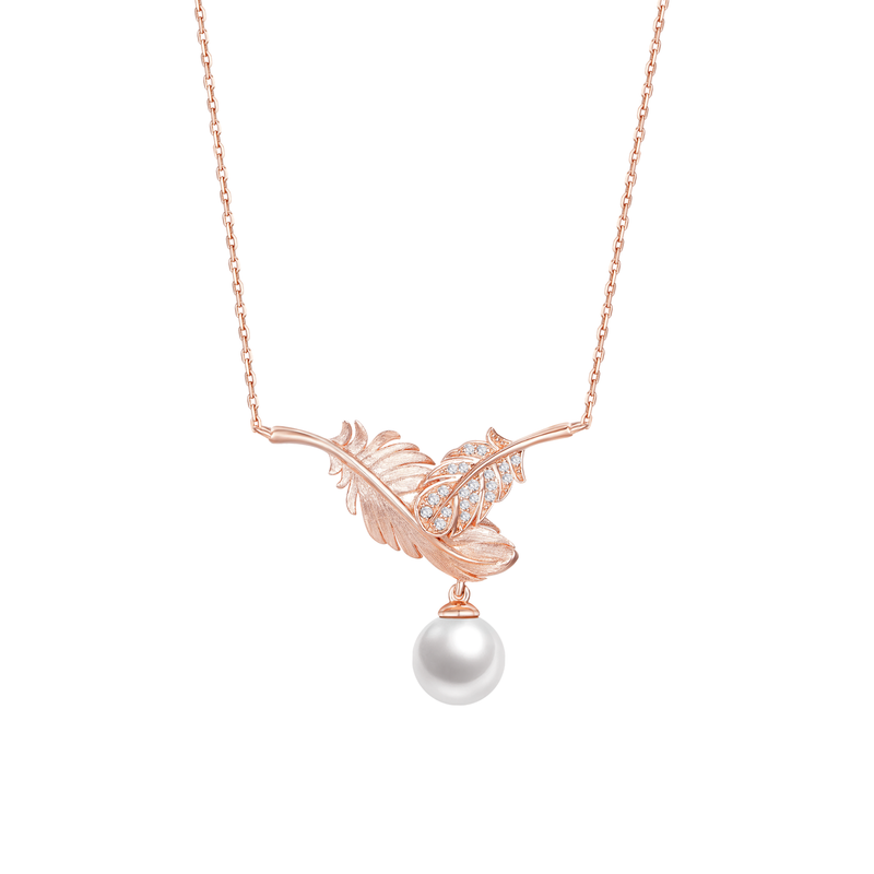FEATHERS - Pearl and Cubic Zirconia Necklace