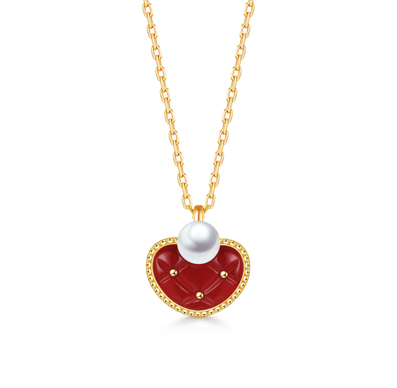 CONCERTO - Carnelian, Akoya Pearl and Yellow Gold Necklace