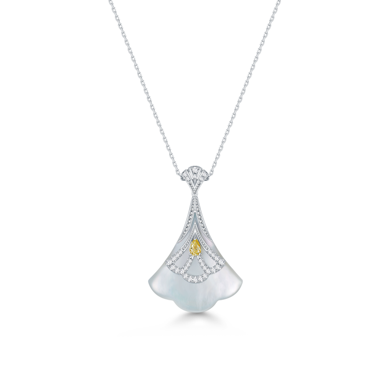 CONCERTO - Mother-of-Pearl, Yellow Sapphire and White Gold Necklace