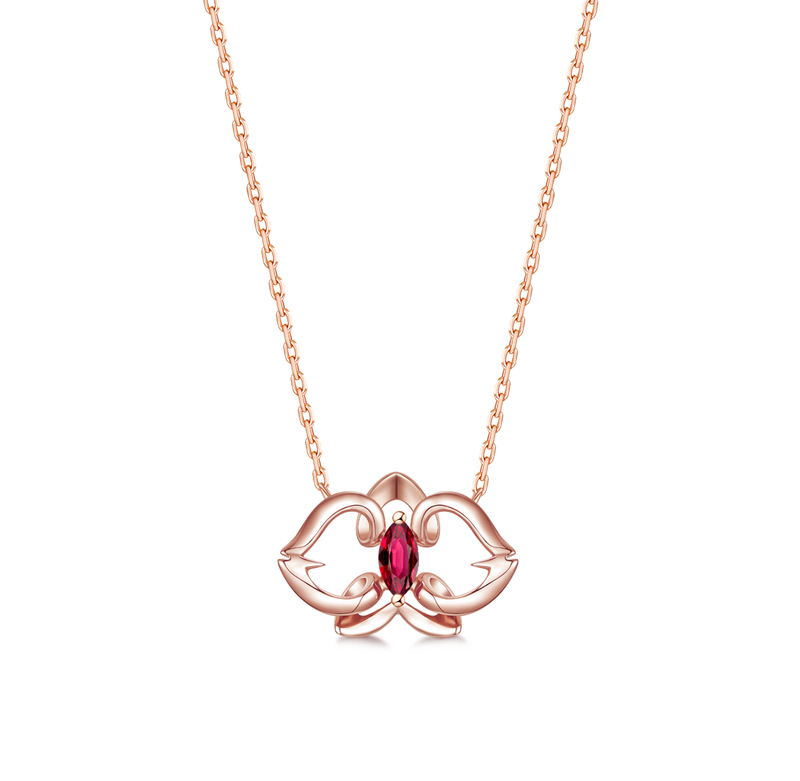 FLORA & FAUNA - Ruby and Rose Gold Necklace