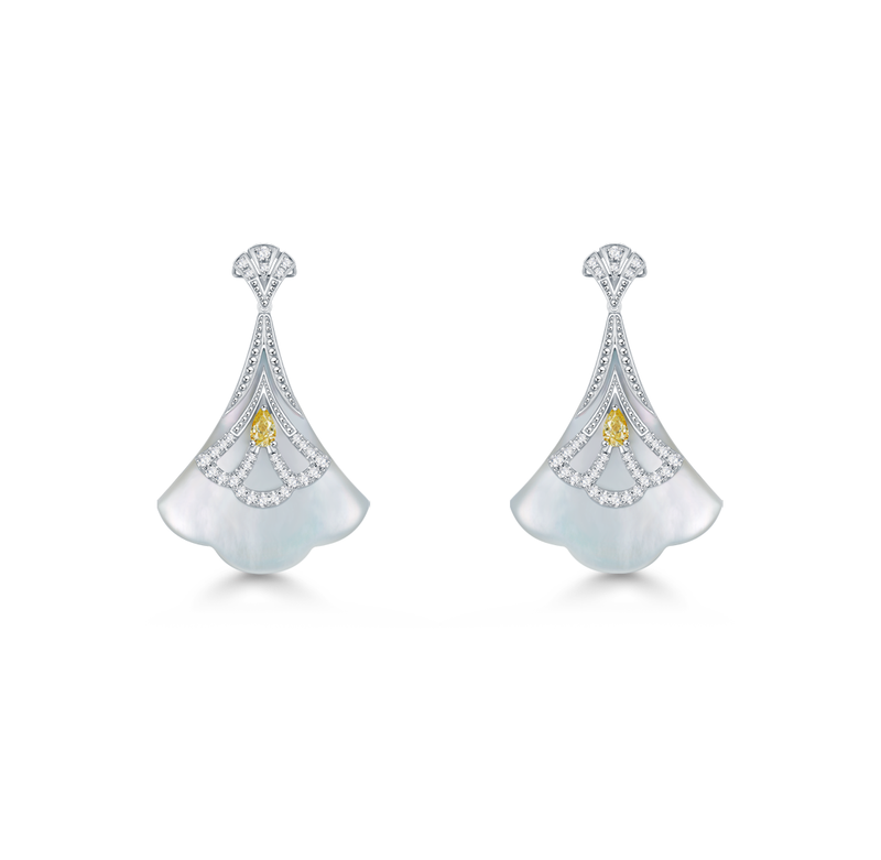 CONCERTO - Mother-of-Pearl and Yellow Sapphire Earrings