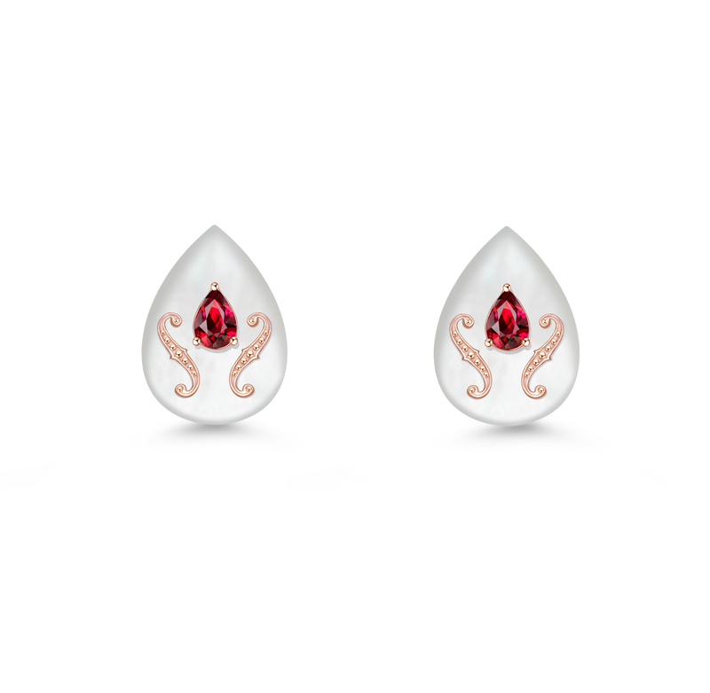 CONCERTO - Ruby and Mother-of-Pearl Earrings