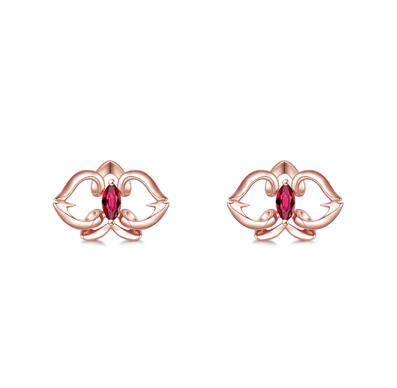 FLORA & FAUNA - Ruby and Rose Gold Earrings
