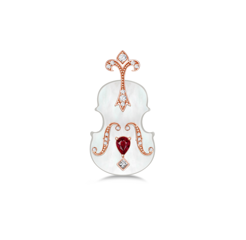 CONCERTO - Ruby and Mother-of-Pearl Brooch