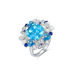 FLORA & FAUNA - Fancy Blue Topaz, Sapphire and Mother-of-Pearl Ring